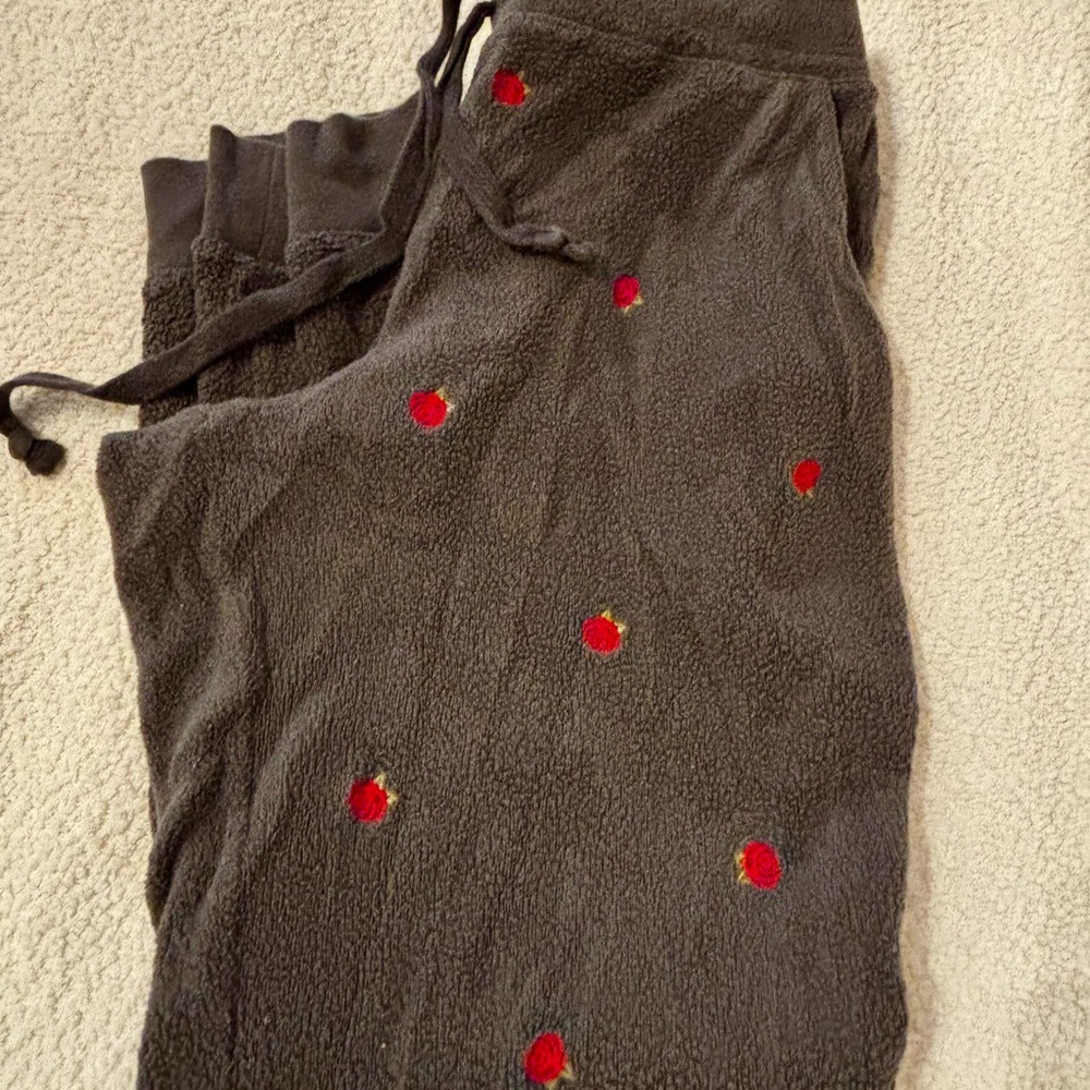 PINK Victoria's Secret Dark Gray Joggers with Red Accents